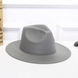 Fedoras Women's Wide Brimmed Wool Felt Floppy Hat Vintage Women Warm Fedora Hats Jazz Hat Caps - Gray - C6193952L40 $10.54