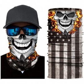 Balaclavas Cool Skull Stars and Stripes USA Flag Print Balaclava Headband Bandana Head Wrap Scarf - Fire Skull Flag - CH197YG...