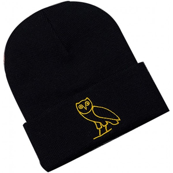 Skullies & Beanies Women's Winter Wool Cap Hip hop Knitting Skull hat - Owl Black - CQ12OCD30UX $15.07