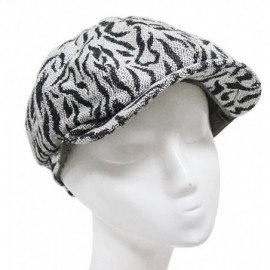 Newsboy Caps Unisex Mens Women Snap Brim Beret Newsboy Cap Tweed Winter Warm Cabbie Ivy Hat - Zebra-stripe - CX12NEN8AWG $17.32