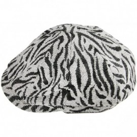 Newsboy Caps Unisex Mens Women Snap Brim Beret Newsboy Cap Tweed Winter Warm Cabbie Ivy Hat - Zebra-stripe - CX12NEN8AWG $17.32