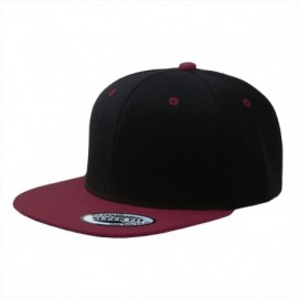 Baseball Caps Blank Adjustable Flat Bill Plain Snapback Hats Caps - Black/Burgundy - CR1264XLXA3 $9.44