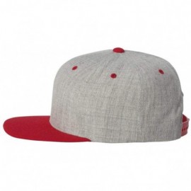 Baseball Caps Classics Flat Bill Snapback Cap - 6089M - Heather/Red - CP12EGADQ7J $10.39