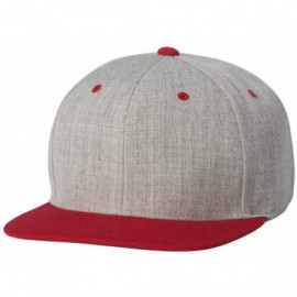 Baseball Caps Classics Flat Bill Snapback Cap - 6089M - Heather/Red - CP12EGADQ7J $10.39