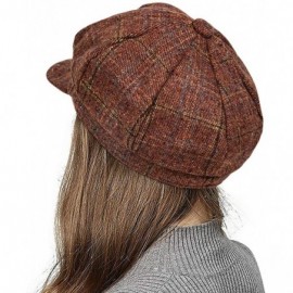 Newsboy Caps Women's Newsboy Cap Spring Wool British Ivy Cabbie Beret Tweed Girls Paperboy Hat - Orange - C218AOMTCSQ $17.93