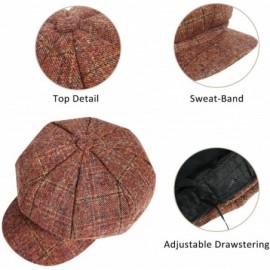 Newsboy Caps Women's Newsboy Cap Spring Wool British Ivy Cabbie Beret Tweed Girls Paperboy Hat - Orange - C218AOMTCSQ $17.93