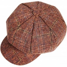 Newsboy Caps Women's Newsboy Cap Spring Wool British Ivy Cabbie Beret Tweed Girls Paperboy Hat - Orange - C218AOMTCSQ $17.93