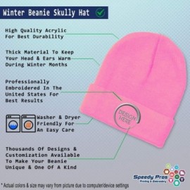 Skullies & Beanies Custom Beanie for Men & Women French Bulldog Silhouette Embroidery Skull Cap Hat - Soft Pink - CS18ZS20ZLY...