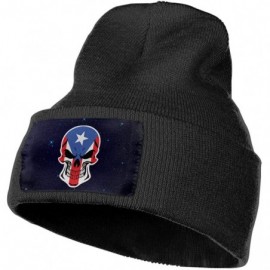 Skullies & Beanies Puerto Rican Flag Skull Men Women Knit Hats Stretchy & Soft Beanie Cap Hat Beanie - Black - C618LXESQTN $2...