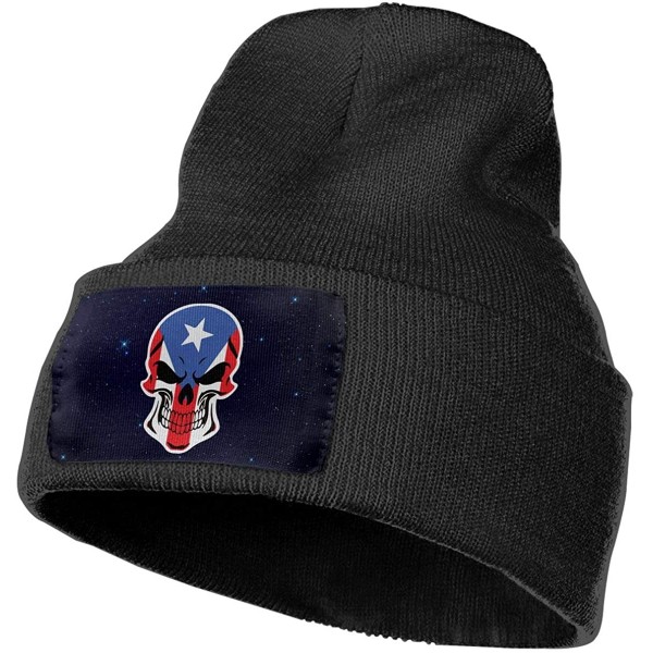 Skullies & Beanies Puerto Rican Flag Skull Men Women Knit Hats Stretchy & Soft Beanie Cap Hat Beanie - Black - C618LXESQTN $1...