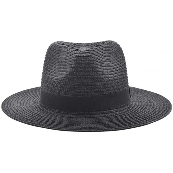 Sun Hats Unisex Summer Foldable Fisherman Brim Bucket Hat Jazz Sunshade Panama Trilby Fedora Hat Gangster Cap - Black - CO18Q...