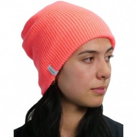 Skullies & Beanies mens the Frena Fine Knit Striped Beanie Hat - Melon - CX18WT98CQ3 $25.87