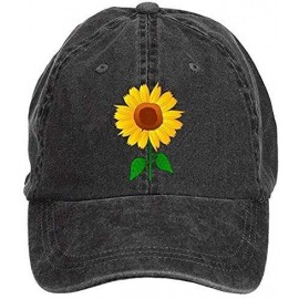 Baseball Caps Women's Cute Sunflower Baseball Cap Vintage Washed Adjustable Funny Hat - Sunflower - Black - CR18SS92XIH $12.90