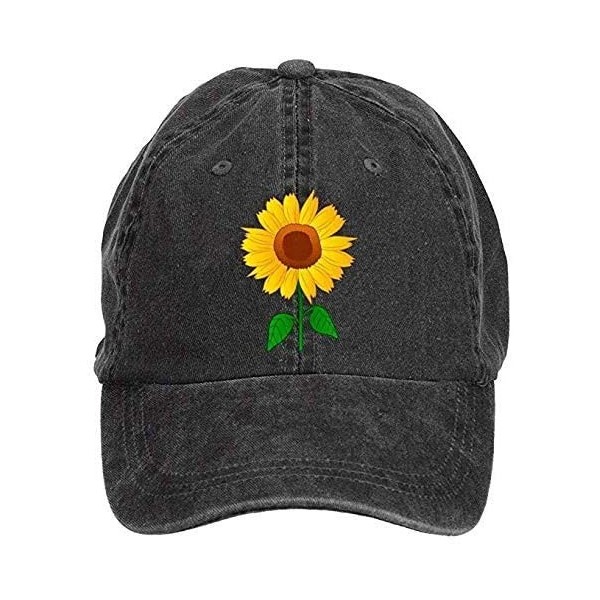 Baseball Caps Women's Cute Sunflower Baseball Cap Vintage Washed Adjustable Funny Hat - Sunflower - Black - CR18SS92XIH $12.90