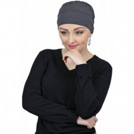 Skullies & Beanies Chemo Cap Bamboo Turban Cancer Headwear for Women Sleep Cap Beanie Hat Head Coverings 3 Seam - Charcoal - ...