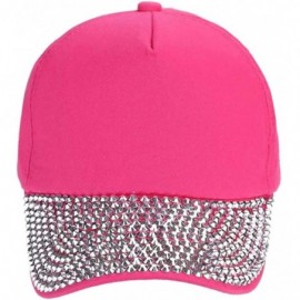 Baseball Caps Women Adjustable Baseball Cap Hat Studded Rhinestone Bling Tennis Hats - Rose - CV184GCM02U $8.26