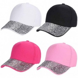 Baseball Caps Women Adjustable Baseball Cap Hat Studded Rhinestone Bling Tennis Hats - Rose - CV184GCM02U $8.26