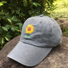 Baseball Caps Women's Cute Sunflower Baseball Cap Vintage Washed Adjustable Funny Hat - Sunflower - Gray - CT18Q8W8LAI $19.01