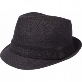 Fedoras Unisex Vintage Fedora Hat Classic Timeless Light Weight - 2120 - Black Black - CN18A0LZIG9 $14.48