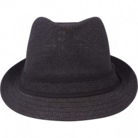 Fedoras Unisex Vintage Fedora Hat Classic Timeless Light Weight - 2120 - Black Black - CN18A0LZIG9 $14.48