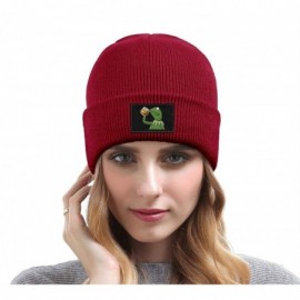 Skullies & Beanies Mens Womens Warm Solid Color Daily Knit Cap Funny-Green-Frog-Sipping-Tea Headwear - Red-2 - C418NHWWI97 $1...
