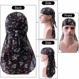 Skullies & Beanies 3PCS Silky Durags Pack for Men Waves- Satin Headwrap Long Tail Doo Rag- Award 1 Wave Cap - Style16 - CE190...