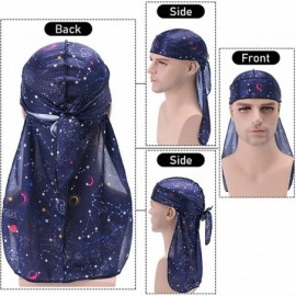 Skullies & Beanies 3PCS Silky Durags Pack for Men Waves- Satin Headwrap Long Tail Doo Rag- Award 1 Wave Cap - Style16 - CE190...