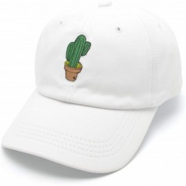 Baseball Caps Unisex Men Women Adjustable Cotton Baseball Cap Cactus Embroidered Plain Hat - White - CD18QLML4OZ $12.96