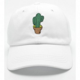 Baseball Caps Unisex Men Women Adjustable Cotton Baseball Cap Cactus Embroidered Plain Hat - White - CD18QLML4OZ $12.96