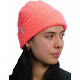 Skullies & Beanies mens the Frena Fine Knit Striped Beanie Hat - Melon - CX18WT98CQ3 $25.87