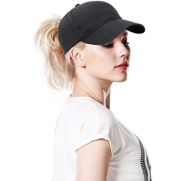 Baseball Caps Distressed Ponytail Hat Baseball Women Cotton Retro Cap - Black 2 - CL18SQX7D5D $13.16