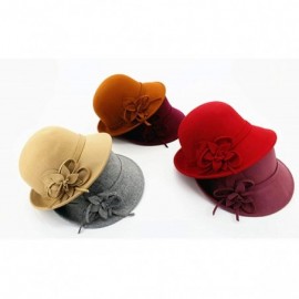 Fedoras Women's Floral Trimmed Wool Blend Cloche Winter Hat - Model B - Beige - CF188TM4Z88 $33.16