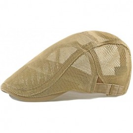 Berets Summer Men Women Casual Beret Hat Flat Cap Hat Adjustable Breathable Mesh Caps - Khaki 6 - C2199I7A5UD $20.93