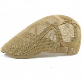 Berets Summer Men Women Casual Beret Hat Flat Cap Hat Adjustable Breathable Mesh Caps - Khaki 6 - C2199I7A5UD $20.93