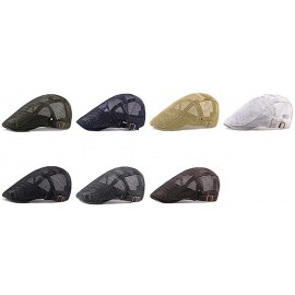 Berets Summer Men Women Casual Beret Hat Flat Cap Hat Adjustable Breathable Mesh Caps - Khaki 6 - C2199I7A5UD $20.93