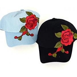 Baseball Caps Women's Rock n' Rose Baseball Cap - Black - CM1857CRIE2 $15.85