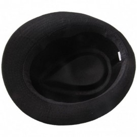 Fedoras Men's Formal Triby Fedora Hat Caps with Belts - Black - CO11AAOW9W3 $13.54