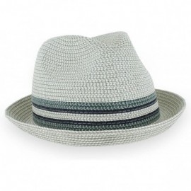 Fedoras Belfry Men Women Summer Straw Trilby Fedora Hat in Blue Tan Black - Daxstorm - CV18D0LTNK4 $44.50