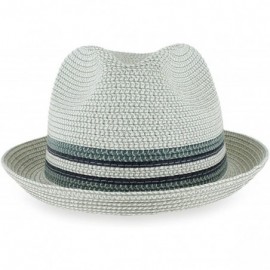 Fedoras Belfry Men Women Summer Straw Trilby Fedora Hat in Blue Tan Black - Daxstorm - CV18D0LTNK4 $44.50