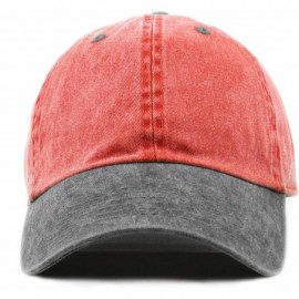 Baseball Caps 100% Cotton Pigment Dyed Low Profile Dad Hat Six Panel Cap - 5. Red Black - C212FOXYRML $10.65