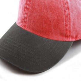Baseball Caps 100% Cotton Pigment Dyed Low Profile Dad Hat Six Panel Cap - 5. Red Black - C212FOXYRML $10.65
