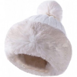 Skullies & Beanies Winter Warm Mongolian Hat Women Russian Style Hat Snowflake Pompom Ski Cap - White - C418L542WOX $28.20