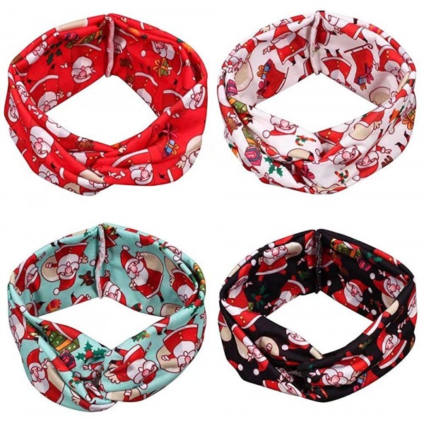 Headbands Knotted Headbands Christmas Headband - 4pack/red+black+white+green christmas headbands - CX18Y2XTRRD $15.51