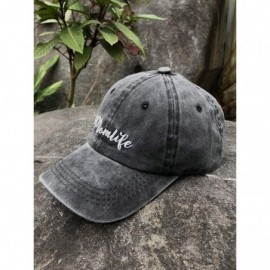 Baseball Caps Women's Embroidered Adjustable Mom Life Vintage Washed Distressed Baseball Dad Hat Cap - Black - CV18UUX066W $1...