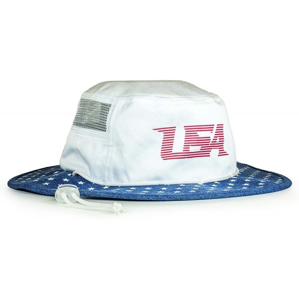 Sun Hats Mesh USA Boonie Sun Hat (Wide Brim) - Red- White and Blue- Sun Protection - Bucket Hat - White W/Blue Star - C018EOK...