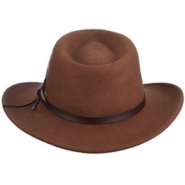 Fedoras Classico Men's Crushable Felt Outback Hat - Pecan - CQ112DPDQOT $46.86
