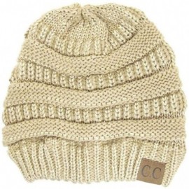 Skullies & Beanies Thick Knit Soft Stretch Beanie Cap - Gold - CI11P21589H $23.25