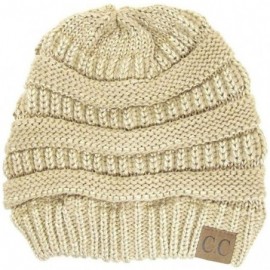 Skullies & Beanies Thick Knit Soft Stretch Beanie Cap - Gold - CI11P21589H $10.81