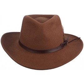 Fedoras Classico Men's Crushable Felt Outback Hat - Pecan - CQ112DPDQOT $46.86