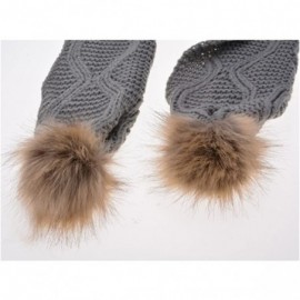 Skullies & Beanies Women Girls Cable Knit Beanie Skully Cap Warm Soft Pom Pom Hat Scarf Set - Grey - C41870OZZ56 $14.60